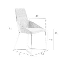 Angel Cerda Grey Fabric Dining Chair Chrome-Plated Legs - thumbnail 8