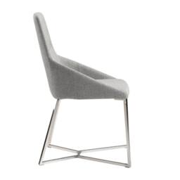 Angel Cerda Grey Fabric Dining Chair Chrome-Plated Legs - thumbnail 6