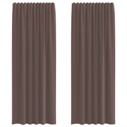 Berkfield Home Voile Curtains with Rod Pockets 2 pcs Brown - thumbnail 2