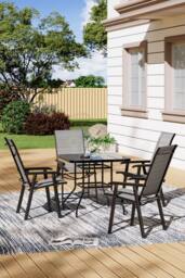 Living and Home 4-Seater Outdoor Garden Dining Table and Chairs Set in Black - thumbnail 2