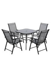 Living and Home 4-Seater Outdoor Garden Dining Table and Chairs Set in Black - thumbnail 4