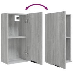 Berkfield Home Wall-mounted Bathroom Cabinet Grey Sonoma 32x20x67 cm - Size: 32 x 20 x 67 cm - thumbnail 9