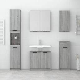 Berkfield Home Wall-mounted Bathroom Cabinet Grey Sonoma 32x20x67 cm - Size: 32 x 20 x 67 cm - thumbnail 1