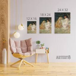 "Artery8 Frederick Stuart Church Lady & the Tiger Canvas Wall Art Print - Size: W12"" x H16""" - thumbnail 4