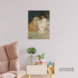 "Artery8 Frederick Stuart Church Lady & the Tiger Canvas Wall Art Print - Size: W12"" x H16""" - thumbnail 3