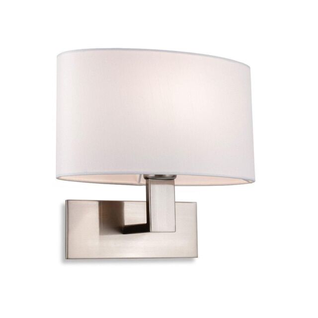 Netlighting Webster 1 Light Single Indoor Wall Light Brushed Steel Cream Shade E27 in Grey