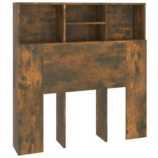Berkfield Home Headboard Cabinet Smoked Oak 100x19x103.5 cm in Brown - image 1