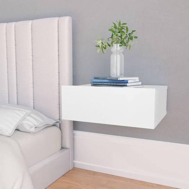 Berkfield Home Floating Nightstand White 40x30x15cm Engineered Wood - Size: 40 x 30 x 15 cm - image 1