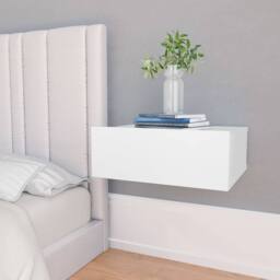 Berkfield Home Floating Nightstand White 40x30x15cm Engineered Wood - Size: 40 x 30 x 15 cm - thumbnail 1