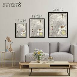 "Artery8 Map Curtis 1930 Creole City New Orleans Framed Canvas Wall Art Print in Beige - Size: W12"" x H16""" - thumbnail 4