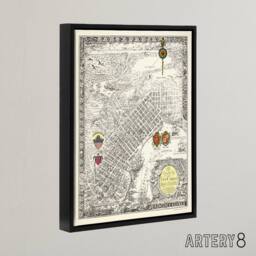 "Artery8 Map Curtis 1930 Creole City New Orleans Framed Canvas Wall Art Print in Beige - Size: W12"" x H16""" - thumbnail 2