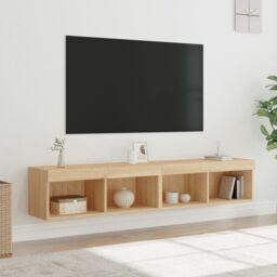 Berkfield Home TV Cabinets with LED Lights 2 pcs Sonoma Oak 80x30x30 cm in Brown - Size: 80 x 30 x 30 cm - thumbnail 5