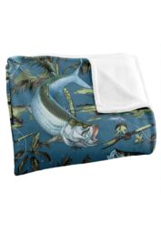 JQ Licensing Jl-Jp-Jq Tarpon Tiki Fishing Pattern Silky Touch Super Soft Throw Blanket 152 X 127 cm in White - thumbnail 3