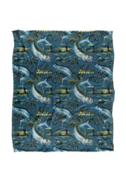 JQ Licensing Jl-Jp-Jq Tarpon Tiki Fishing Pattern Silky Touch Super Soft Throw Blanket 152 X 127 cm in White - thumbnail 1