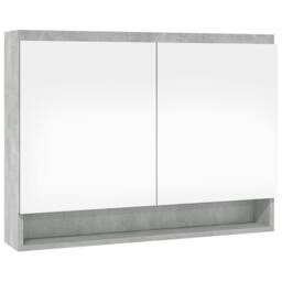 Berkfield Home Bathroom Mirror Cabinet 80x15x60 cm MDF Concrete Grey - Size: 80 x 15 x 60 cm - thumbnail 4