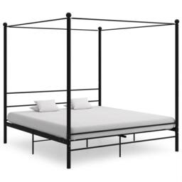 Berkfield Home Durable Canopy Bed Frame Black Metal 200x200 cm - thumbnail 2