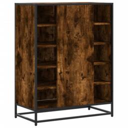 Berkfield Home Shoe Cabinet Smoked Oak 75x38x97.5 cm Engineered Wood & Metal in Brown - thumbnail 6