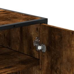 Berkfield Home Shoe Cabinet Smoked Oak 75x38x97.5 cm Engineered Wood & Metal in Brown - thumbnail 8