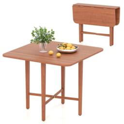 Costway Extendable Wooden Dining Table Foldable Drop Leaf Kitchen Table in Brown - thumbnail 3