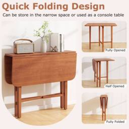 Costway Extendable Wooden Dining Table Foldable Drop Leaf Kitchen Table in Brown - thumbnail 8