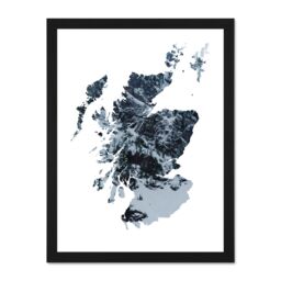 "Artery8 Wall Art Print Scotland Map Mountains Large Framed Wall Décor Art in White - Size: W18"" x H24""" - thumbnail 1
