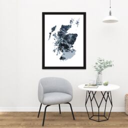 "Artery8 Wall Art Print Scotland Map Mountains Large Framed Wall Décor Art in White - Size: W18"" x H24""" - thumbnail 2