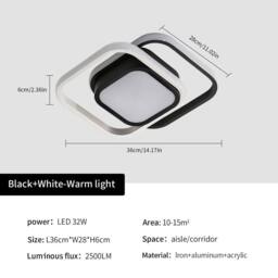 Pheashine Modern LED Ceiling Light, warm light 3000K, 26cm long, Indoor Use 32W in Black - thumbnail 2
