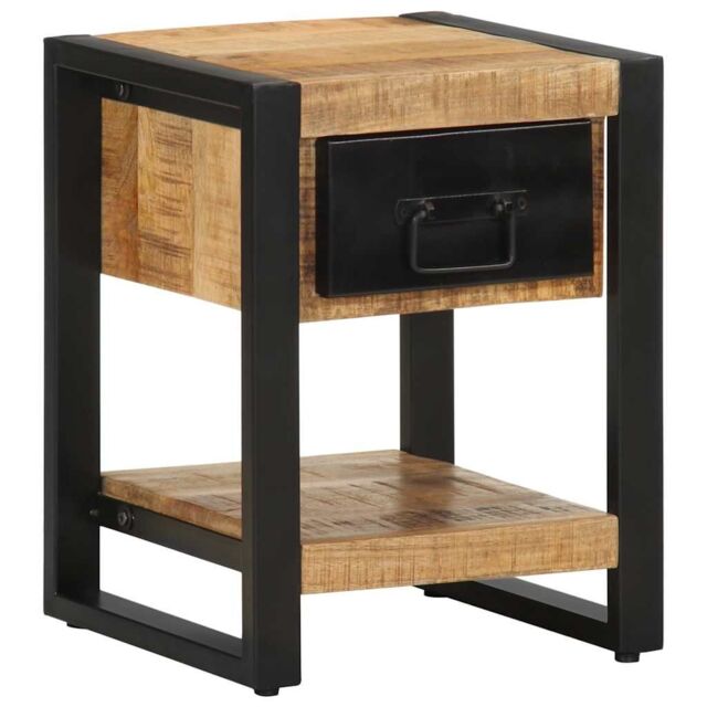 Berkfield Home Bedside Cabinet 35x34x45 cm Solid Rough Wood Mango in Brown - Size: 35 x 34 x 45 cm