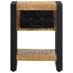 Berkfield Home Bedside Cabinet 35x34x45 cm Solid Rough Wood Mango in Brown - Size: 35 x 34 x 45 cm - thumbnail 4