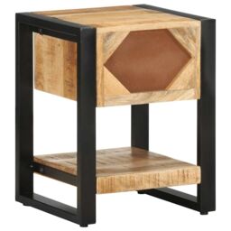 Berkfield Home Bedside Cabinet 35x34x45 cm Solid Rough Wood Mango in Brown - Size: 35 x 34 x 45 cm - thumbnail 6