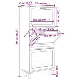 Berkfield Home Shoe Cabinet Black 52x25x115 cm Engineered Wood&Natural Rattan - Size: 52 x 25 x 115 cm - thumbnail 7