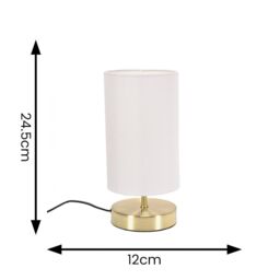 ValueLights Francis Pair of Brushed Gold Dimmable Touch Table Lamps in White - thumbnail 6