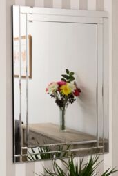 MirrorOutlet Luxford All Glass Bevelled Wall Mirror 100 x 70 CM in Silver - Size: 1 Pack - thumbnail 1