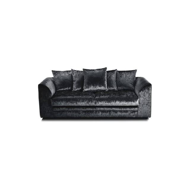 LUXURY LIFE Declan Crushed Velvet Fabric 3 Seater Sofa in Black - image 1