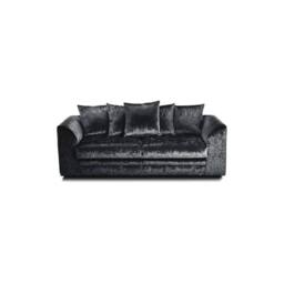 LUXURY LIFE Declan Crushed Velvet Fabric 3 Seater Sofa in Black