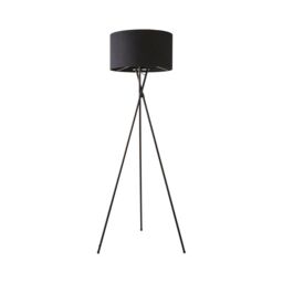 ValueLights Camden Black Metal Tripod Floor Lamp with Black Drum Lamp Shade - thumbnail 6