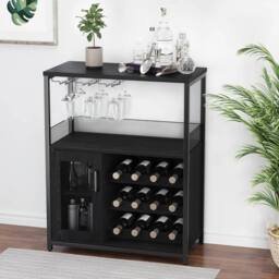 VOGREX Wine Cabinet w/ Removable Wine Rack Coffee in Black