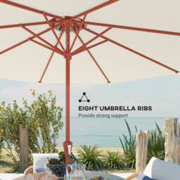 OUTSUNNY 2.7 m Garden Parasol Table Umbrella with Double Top in Cream - thumbnail 6