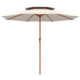 OUTSUNNY 2.7 m Garden Parasol Table Umbrella with Double Top in Cream - thumbnail 2