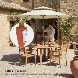 OUTSUNNY 2.7 m Garden Parasol Table Umbrella with Double Top in Cream - thumbnail 4