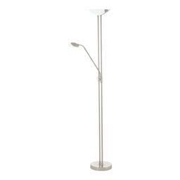 Loops Floor Lamp Light Satin Nickel Shade White Satined Glass Bulb LED 20W 2.5W 2.5W in Metallics