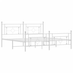 Berkfield Home Metal Bed Frame without Mattress with Footboard White 183x213cm - Size: 183x213 cm - thumbnail 4