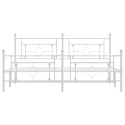 Berkfield Home Metal Bed Frame without Mattress with Footboard White 183x213cm - Size: 183x213 cm - thumbnail 5