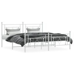 Berkfield Home Metal Bed Frame without Mattress with Footboard White 183x213cm - Size: 183x213 cm - thumbnail 3