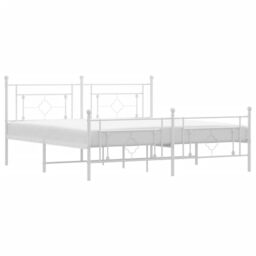 Berkfield Home Metal Bed Frame without Mattress with Footboard White 183x213cm - Size: 183x213 cm - thumbnail 2