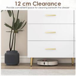 Costway Modern 6 Drawer Dresser Wooden Wide Chest of Drawers in White - thumbnail 6