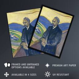 "Artery8 Friedrich Nietzsche Portrait Munch Vintage Wall Art Print Poster - Size: W18"" x H24""" - thumbnail 2