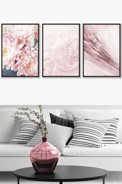 ARTZE Abstract Pink Macro Floral Framed Wall Art - Large in Black - Size: W53 cm x H73 cm x D20mm - image 1