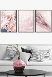 ARTZE Abstract Pink Macro Floral Framed Wall Art - Large in Black - Size: W53 cm x H73 cm x D20mm - thumbnail 1