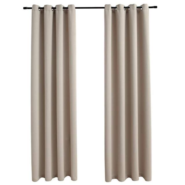 Berkfield Home Blackout Curtains with Metal Rings 2 pcs Beige 140x225 cm - image 1